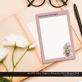 Bloco De Notas Lily do Vale Felicidade, Rosa Personalizada