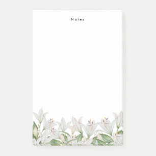 Bloco De Notas Lily Watercolor White Spring Flowers Personalizada