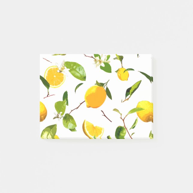 Bloco De Notas Limão de Aquarela e Folhas 16 (Frente)
