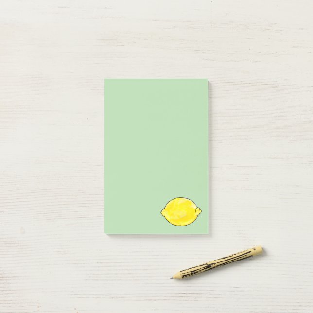 Bloco De Notas limão de aquarela verde (Na mesa)
