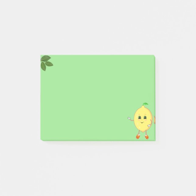 Bloco De Notas Limão feliz fofo no verde (Frente)