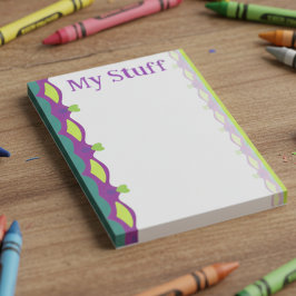 Bloco De Notas Lime Green Hearts With Purple