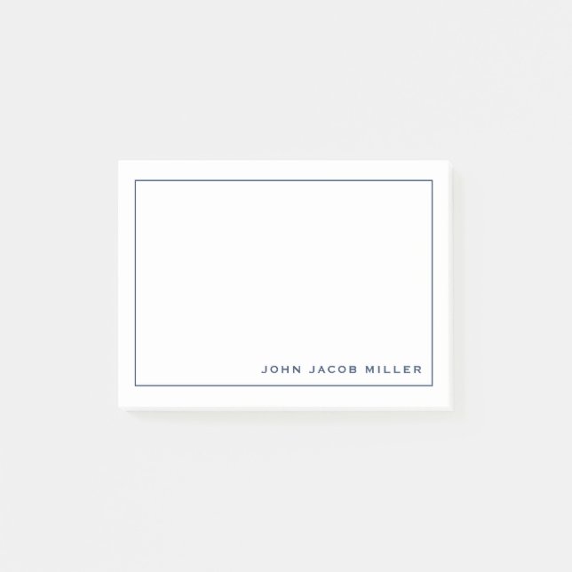 Bloco De Notas Limite azul-quadrado mínimo simples Marinho (Frente)