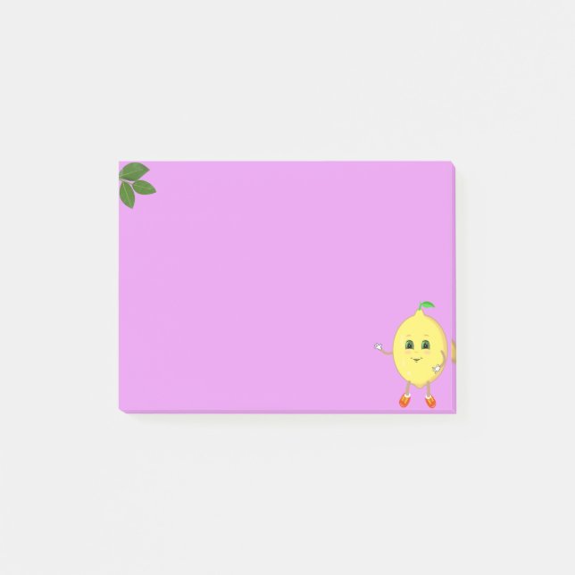 Bloco De Notas Limoeiro feliz fofo em violeta (Frente)