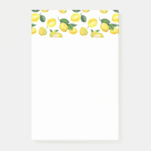 Bloco De Notas Limões Amarelos Padrão de Fruta de Aquarela