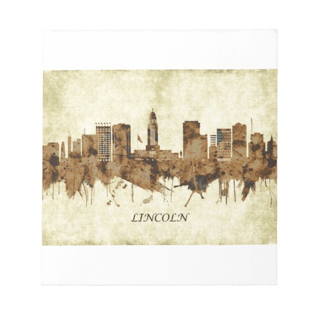 Bloco De Notas Lincoln Nebraska Cityscape (Frente)