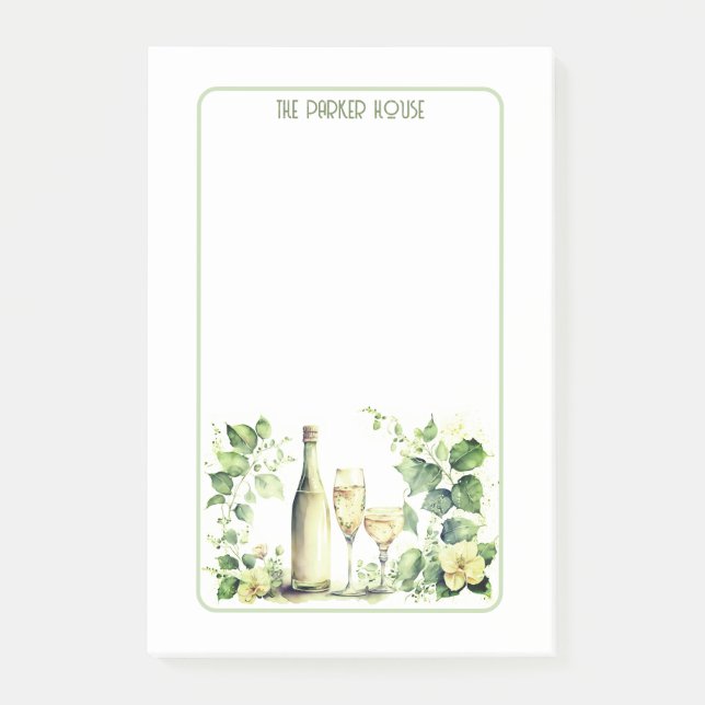 Bloco De Notas Linda Definição De Vinho Com Flores (Frente)