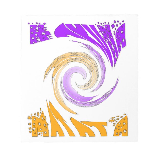 Bloco De Notas Linda Design de Arte Moderna: Roxo e Dourado (Frente)