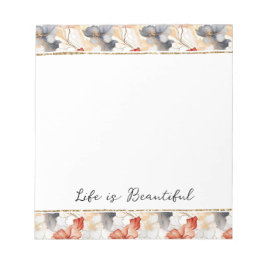 Bloco De Notas Linda feminina Peach Blue e White Floral