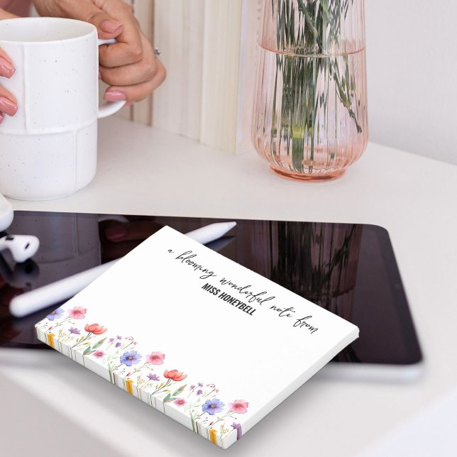 Bloco De Notas Linda Flor Silvestre Personalizada Maravilhosa (Blooming Wonderful wildflower post-it notes from my Teacher Gifts Collection)