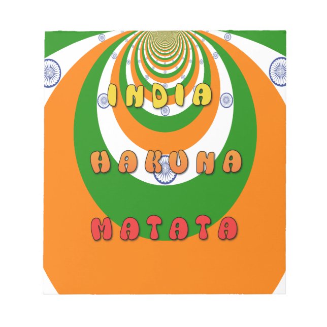 Bloco De Notas Linda Índia - Bandeira Nacional Cores Hakuna Matat (Frente)