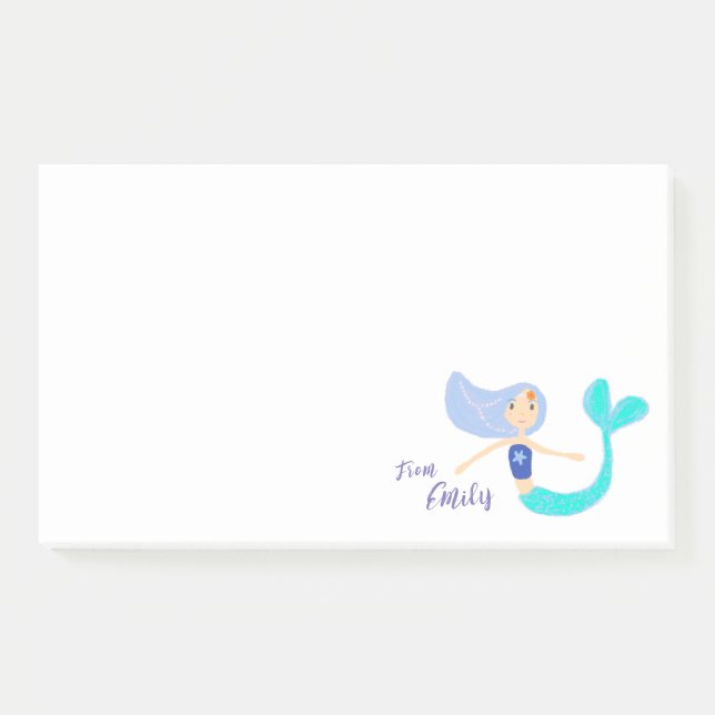 Bloco De Notas Linda Princesa Sereia Periwinkle Pastel  (Frente)