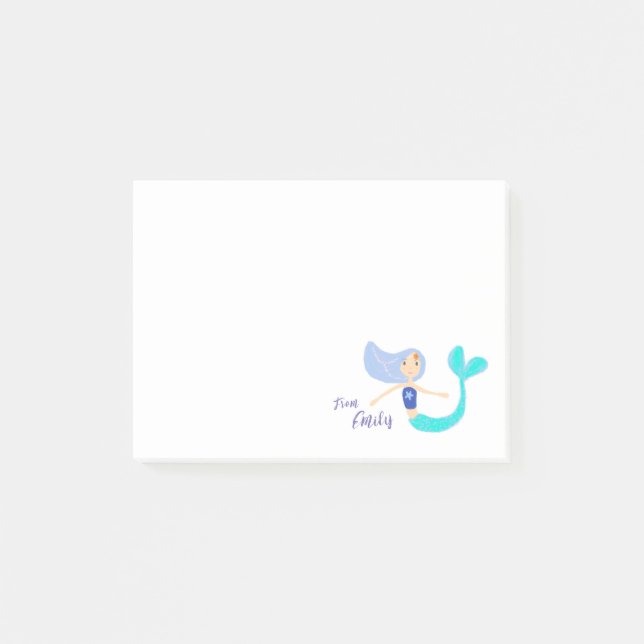 Bloco De Notas Linda Princesa Sereia Periwinkle Pastel  (Frente)