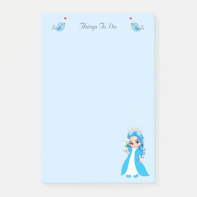 Bloco De Notas Linda princesinha em azul claro Things To Do (Frente)
