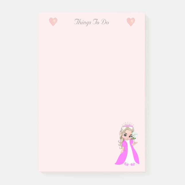 Bloco De Notas Linda princesinha em rosa claro Coisas a Fazer (Frente)