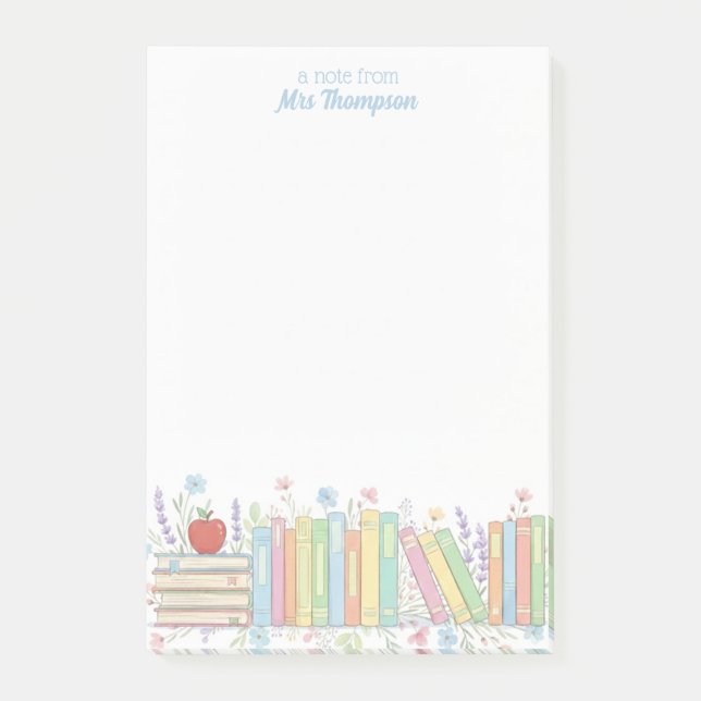 Bloco De Notas Linda Professora Personalizada Floral Pastel Femin (Frente)