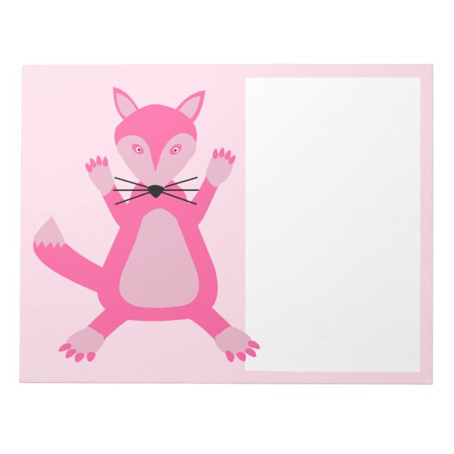 Bloco De Notas Linda Raposa Menina Rosa (Frente)