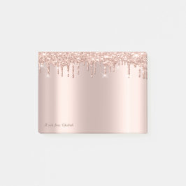 Bloco De Notas Linda Rosa Dourada Elegante com Pingos de Glitter