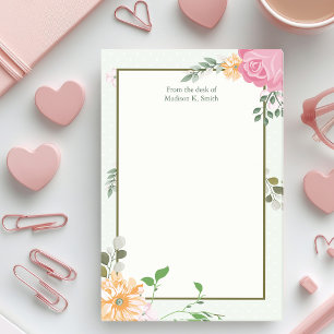 Bloco De Notas Linda Vintage, Recepcionista Personalizado Floral
