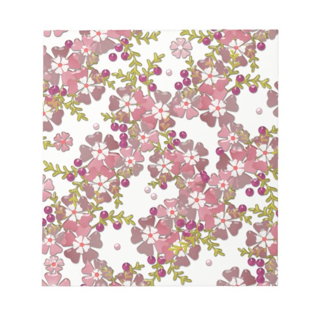 Bloco De Notas Lindas flores de vidro (Frente)