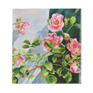 Bloco De Notas Lindas rosas cor-de-rosa, rosas vermelhas, floral 