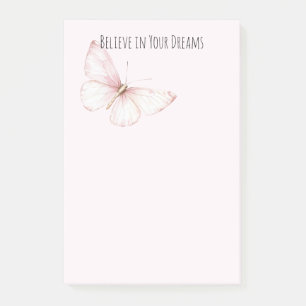 Bloco De Notas Lindo Borboleta Rosa Acredite em Sonhos
