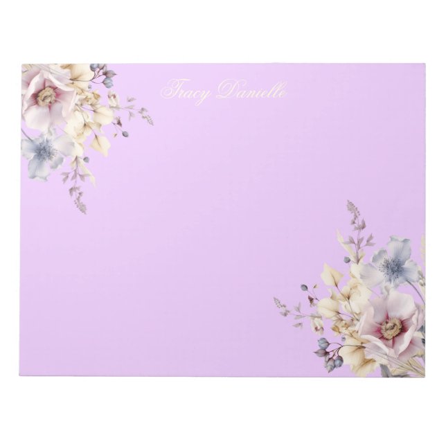 Bloco De Notas Lindo Buquê Floral de Primavera Lavanda (Frente)