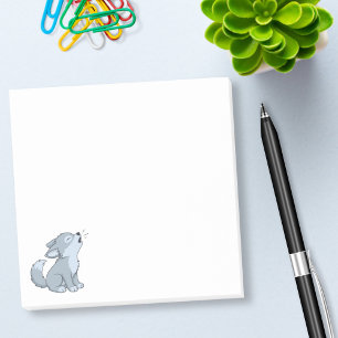 Bloco De Notas Lindo cachorrinho de lobo uivando de desenho anima