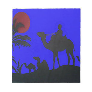 Bloco De Notas Lindo céu azul Sunset Camel Safari Silhouette