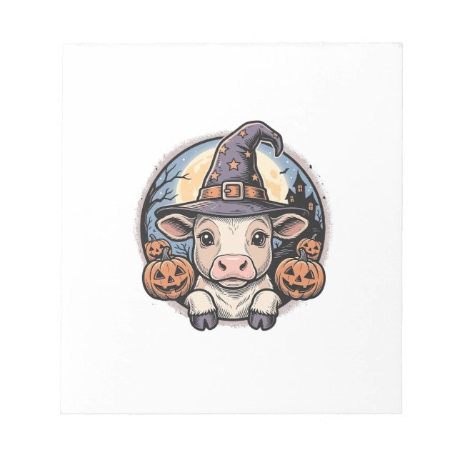 Bloco De Notas Lindo chapéu de bruxa de bezerro de Halloween Grav (Frente)