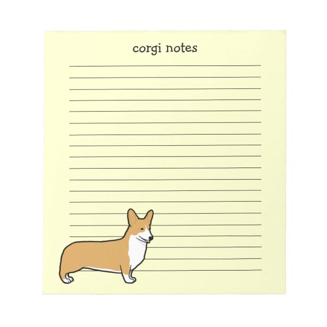 Bloco De Notas Lindo Corgi Galês Pembroke Lined (Frente)