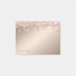 Bloco De Notas Lindo Elegante Glitter Rosa Dourado com Efeito de