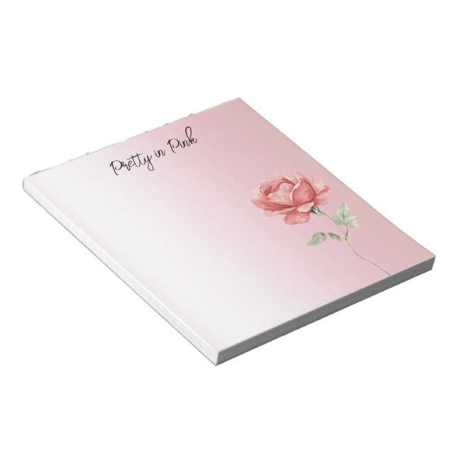 Bloco De Notas Lindo em Rosa Rosa Vermelha (Inclinado)