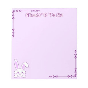 Bloco De Notas Lindo Kawaii Pastel Roxo Coelho Personalizado Espi