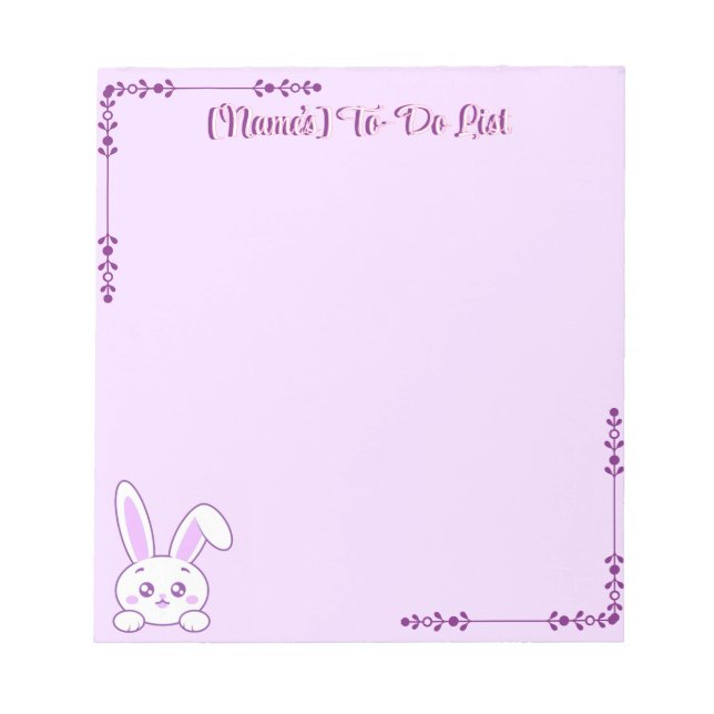 Bloco De Notas Lindo Kawaii Pastel Roxo Coelho Personalizado Espi (Frente)