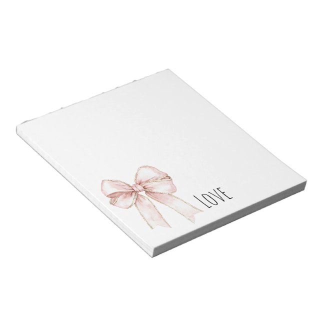 Bloco De Notas Lindo Laço Cor-de-Rosa (Inclinado)