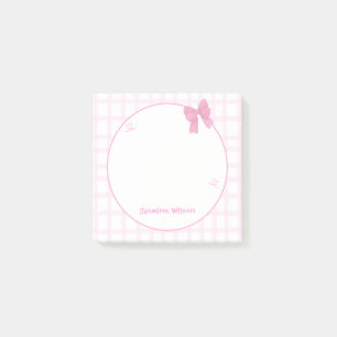 Bloco De Notas Lindo Laço Xadrez Rosa Pastel