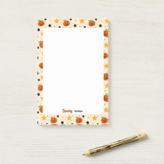 Bloco De Notas Lindo padrão de abóbora de Halloween Bege