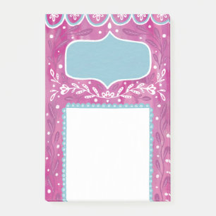 Bloco De Notas Lindo padrão floral rosa azul. Botânica abstrata