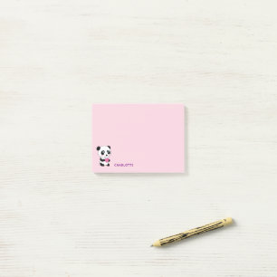Bloco De Notas Lindo Panda com um Coração Rosa Nome Personalizado