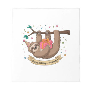 Bloco De Notas Lindo Sloth Engraçado Feliz Aniversário