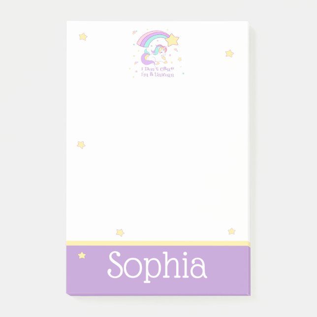 Bloco De Notas Lindo Unicórnio Mágico Arco-Íris Personalizado Cus (Frente)