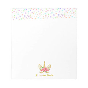 Bloco De Notas Lindo Unicórnio Mágico & Estrelas Multicoloridas