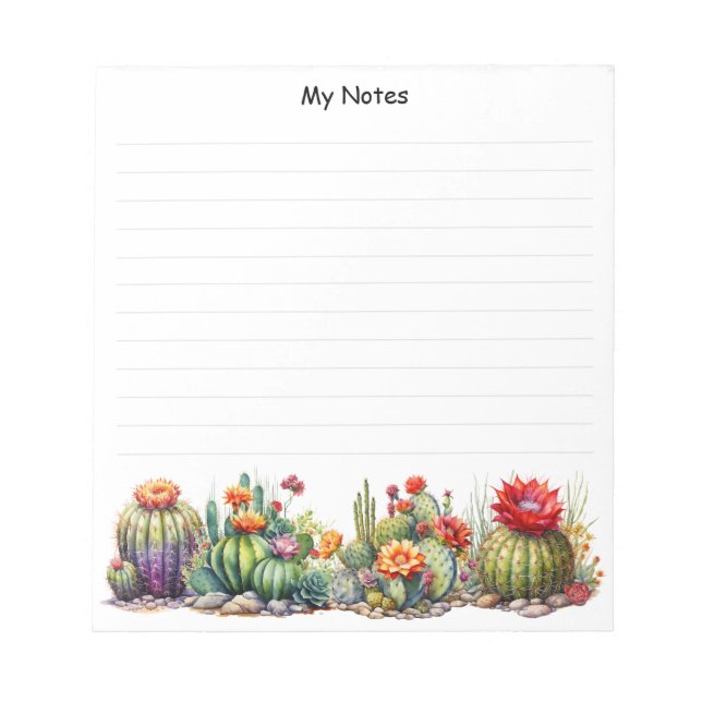 Bloco De Notas Lindos Cactos Flores (Frente)