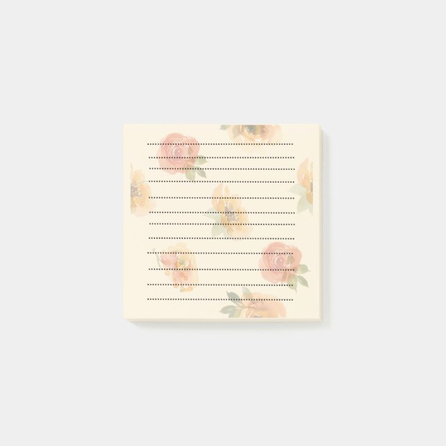 Bloco De Notas Lined Orange Red Floral Posta It Notes (Frente)