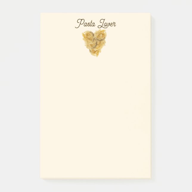 Bloco De Notas Linguine Heart Pasta Lover Custom Text (Frente)