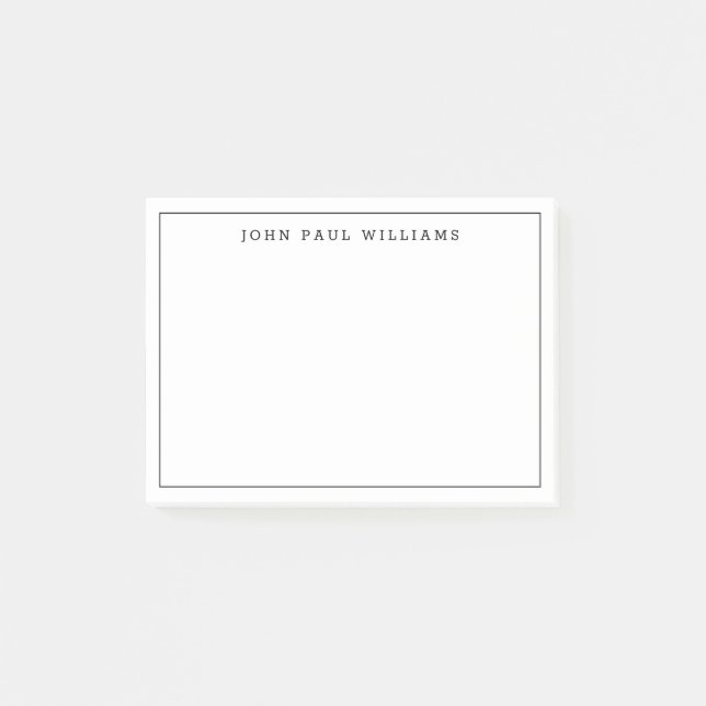 Bloco De Notas Linha de Limite Magra Formal Preto Clássico Modern (Frente)