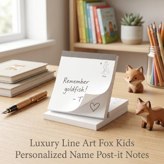 Bloco De Notas Linha de Luxo Arte Raposa Kids Nome Personalizado 
