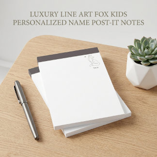 Bloco De Notas Linha de Luxo Arte Raposa Kids Nome Personalizado