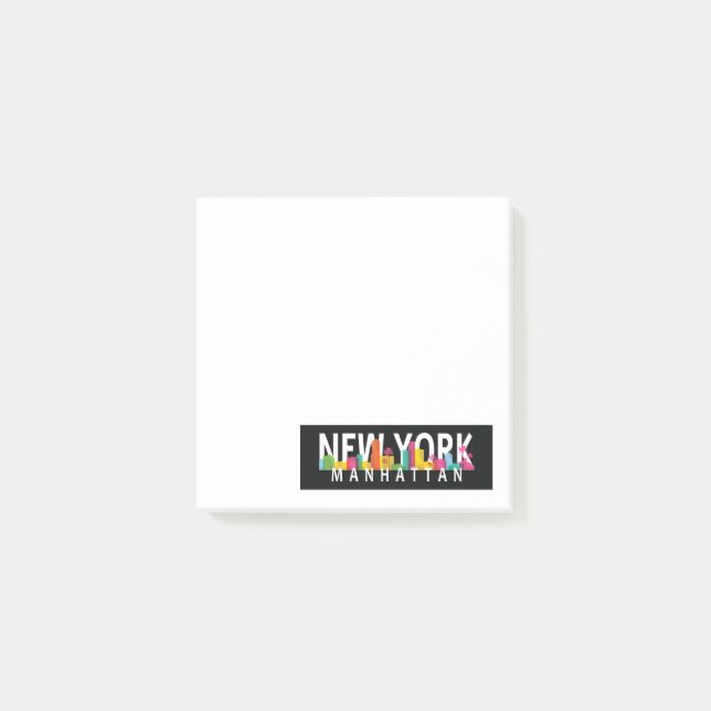 Bloco De Notas Linha do horizonte de Nova York Manhattan com palm (Frente)